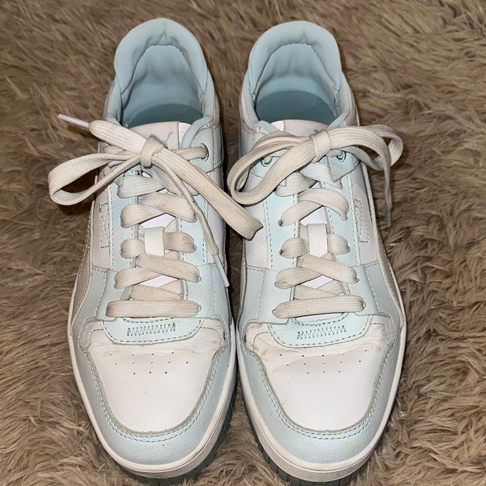 Puma Women's White and Light Blue Sneakers